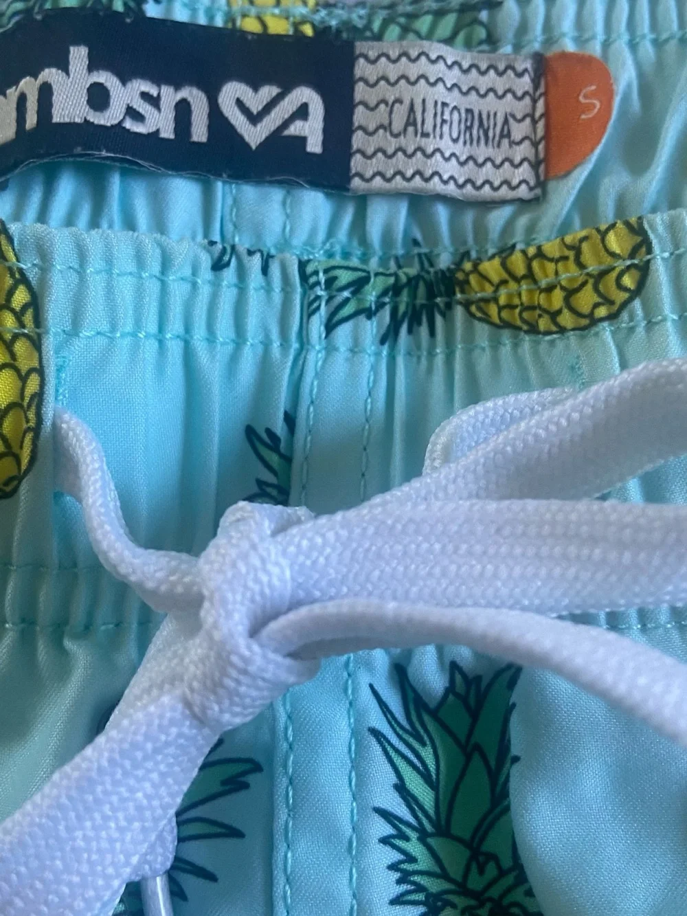 Arnhem Aqua Swim Shorts with Yellow Pineapple Print